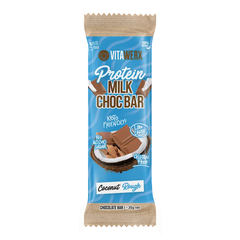 Protein Milk Chocolate Bar Coconut Rough (35g) Vitawerx