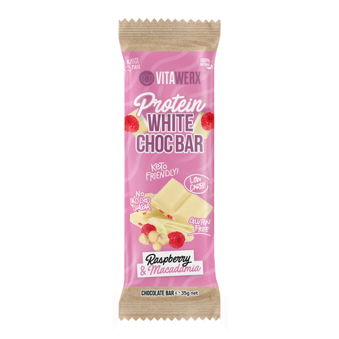 Protein White Chocolate Bar - Raspberry Macadamia (35g)