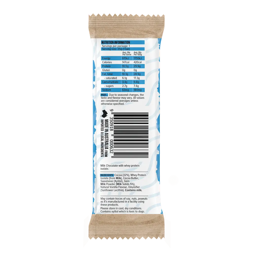 Protein Milk Chocolate Bar - Plain (35g)