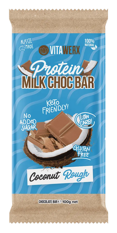 Protein Milk Chocolate Bar - Coconut Rough (100g)