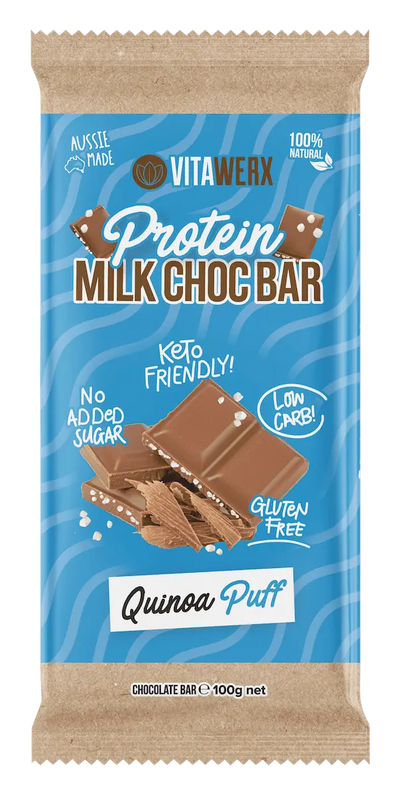 Protein Milk Chocolate Bar - Quinoa Puff (100g)