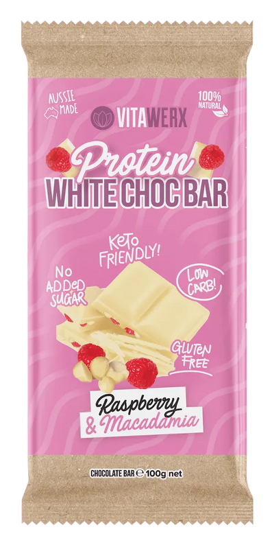 Protein White Chocolate Bar - Raspberry Macadamia (100g)