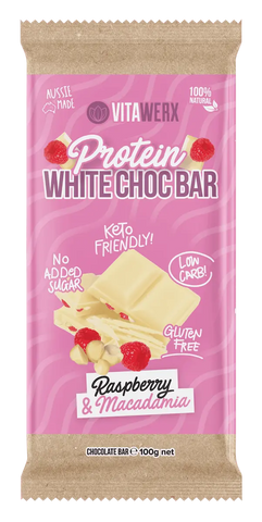 Protein White Chocolate Bar - Raspberry Macadamia (100g)