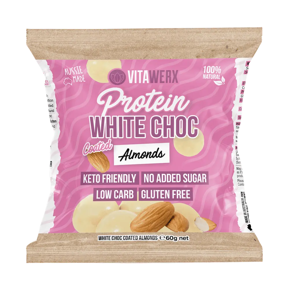Protein White Choc Coated Treats - Almonds