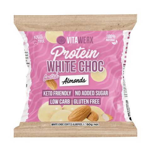 Protein White Choc Coated Treats - Almonds