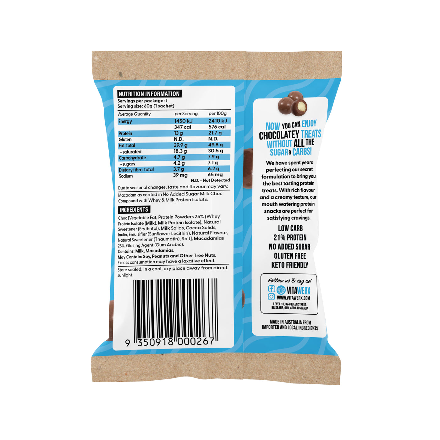 Milk Choc Macadamias(60g)