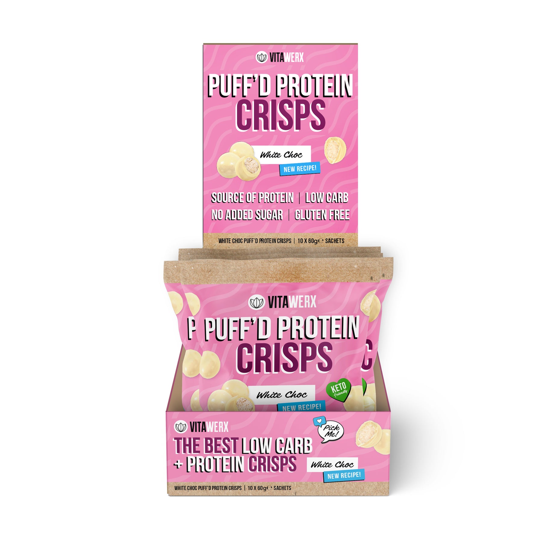 White Choc Puff'd Protein Crisps (60g) – Vitawerx