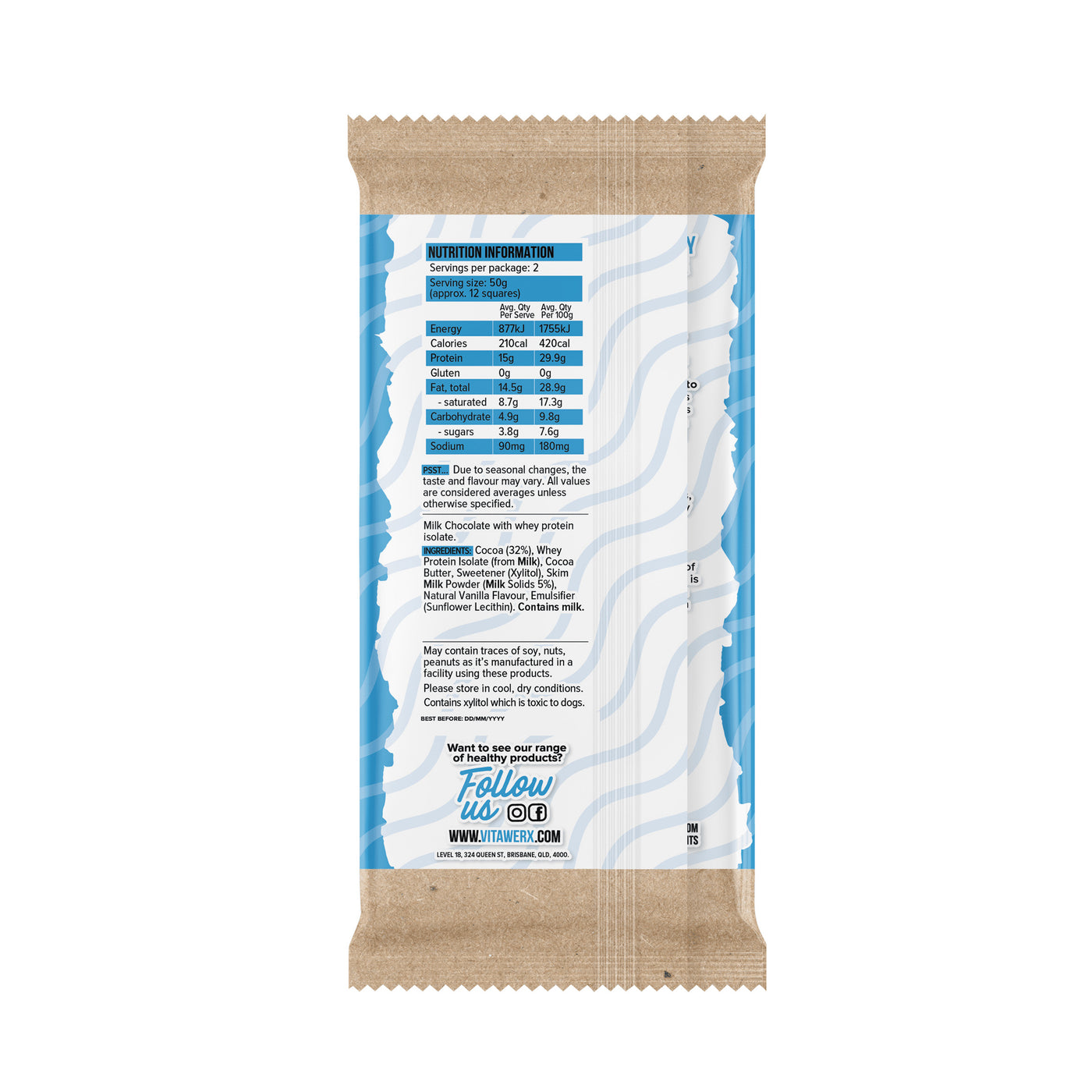 Protein Milk Chocolate Bar - Coconut Rough (100g)